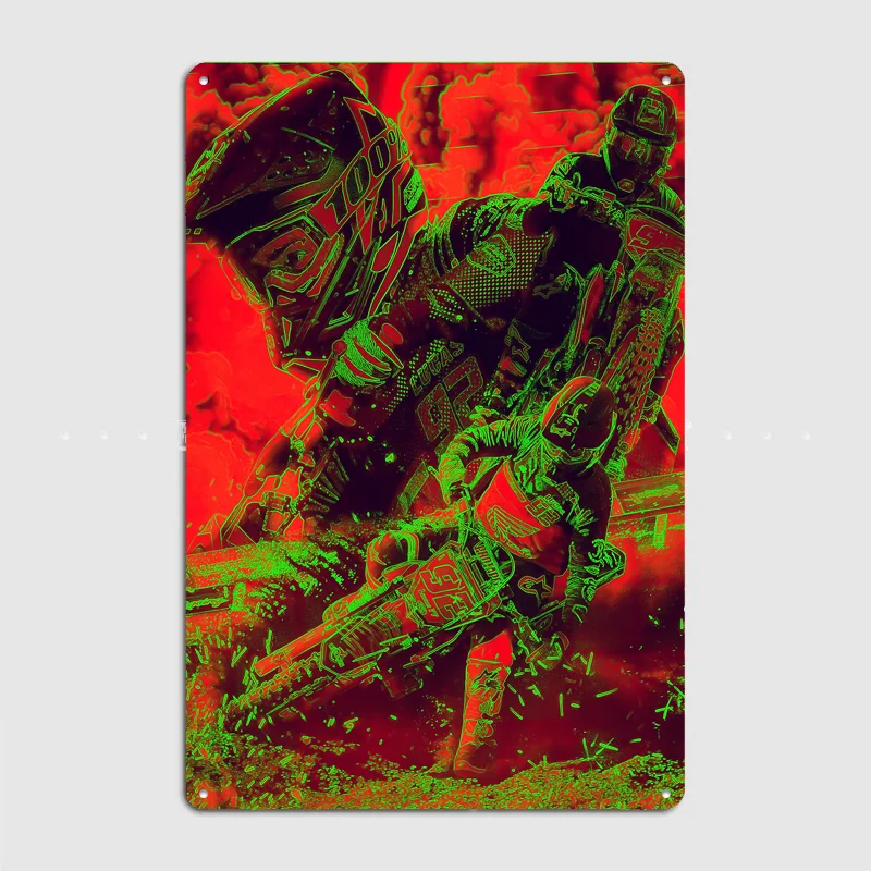 Motocross Riders in Action Poster Metal Sign Dirt Bike Club Custom Bedroom Indoor Home Wall Decor Posters Room Decoration