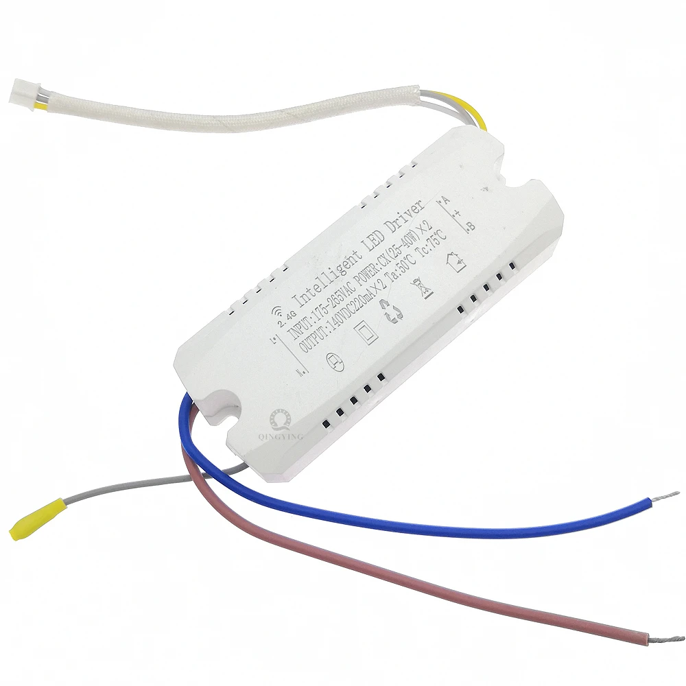 1pcs  AC220V 2.4G RF Intelligent LED Driver 25-40Wx2 80W DC75-140V Remote & App Control  Color Changeable Dimming Transformer