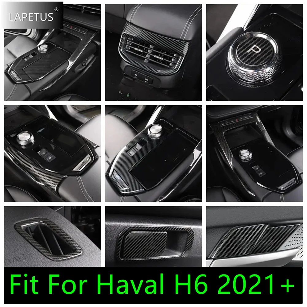 Carbon Fiber Look Glove Storage Box Sequin / Gear Shift / Air AC Vent Outlet Cover Trim For Haval H6 2021 - 2024 Car Accessories