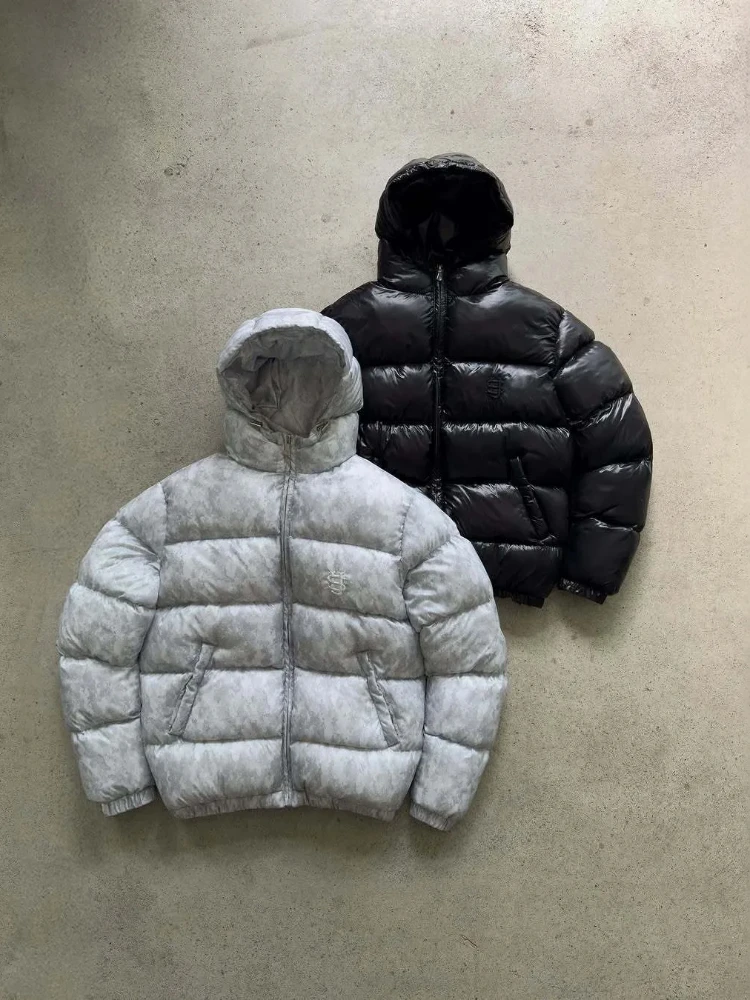 الشتاء القوطية الشارع الأزياء الدافئة سستة مزيج مقنعين سترة قطن الملابس الأوروبية والأمريكية معطف متعدد الاستخدامات #6