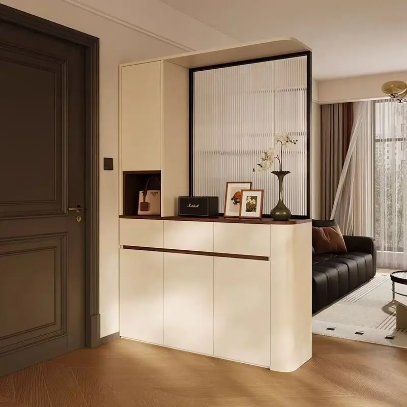 Medieval foyer, entrance, partition cabinet integrated against the wall, cabinet, living room large-capacity storage