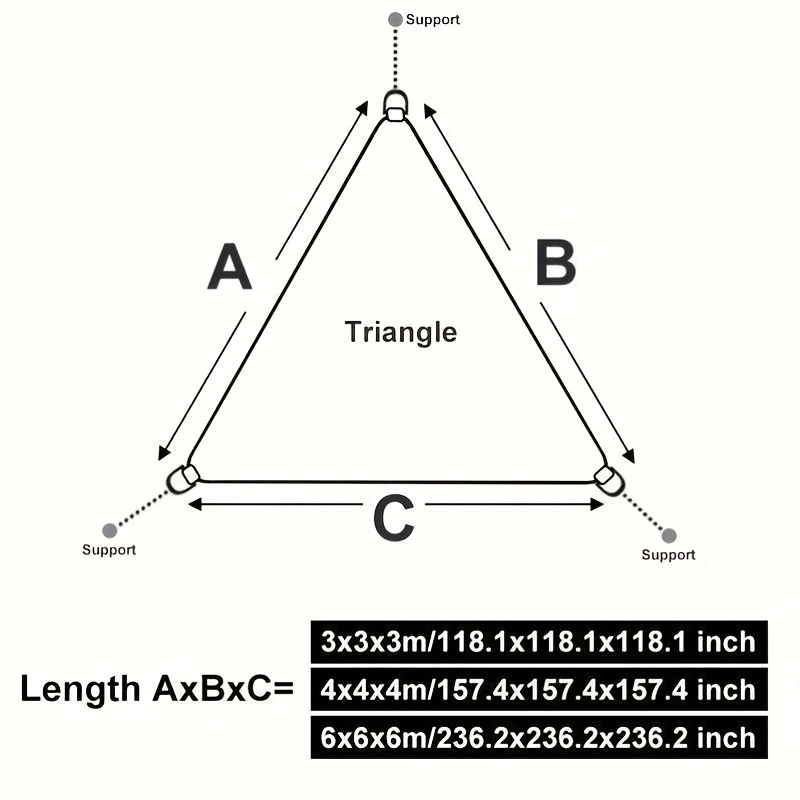 Durable Triangle Sun Shade Sail, Outdoor Patio Shade Canopy for Garden, Pool, Backyard