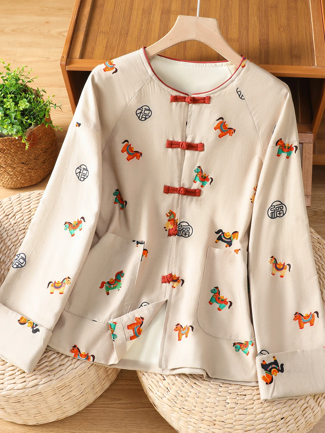 

Новый китайский двухслойный цветной блуз оверсайз женский свитер пальто с воротником-стойкой длинный свек с принтом для поездок на работу Sle Jaet