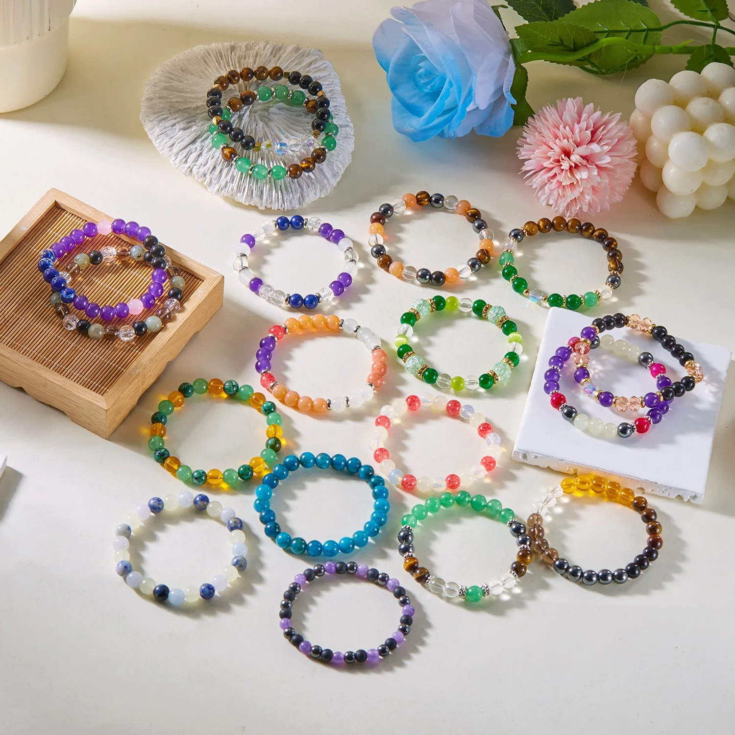 8mm Natural Stone Wealth Health Lucky Symbolic Bracelet Men Women Fashion Inspiration Jewelry Gifts
