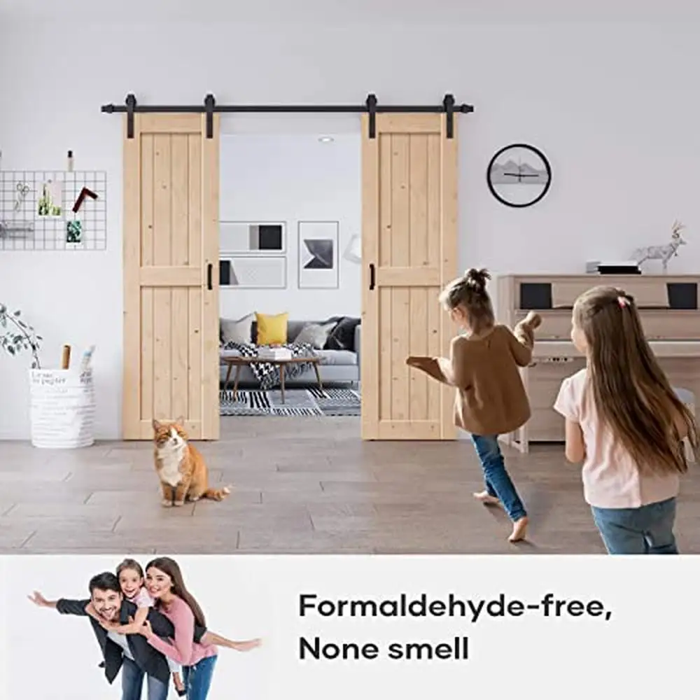 48x84 Double Barn Door with 8FT Sliding Hardware & Handle DIY Assemble Easy Install Spruce Wood None Smell Package Included