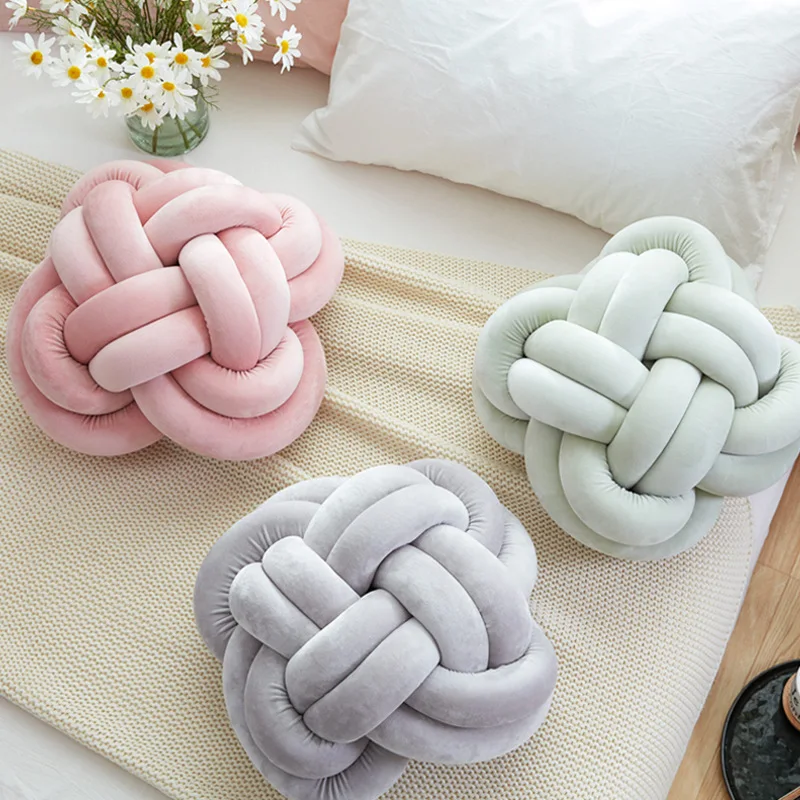 30x30cm Nordic Style Ball Knot Throw Pillow Seat Back Cushion Solid Color Baby Rest Sleep Dolls Stuffed Kid Adult Bedroom Decor