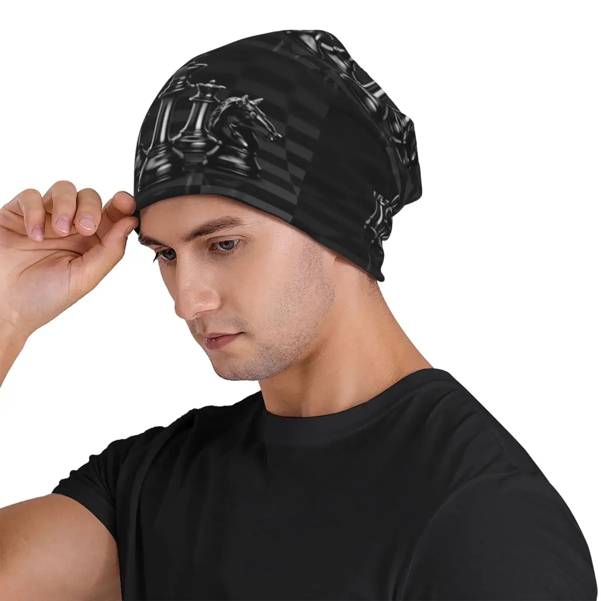 Black King Chess The-chessboard Men Women Adult Beanies Caps Knitted Bonnet Hat Warm Hip Hop Autumn Winter Outdoor Skullies Hats