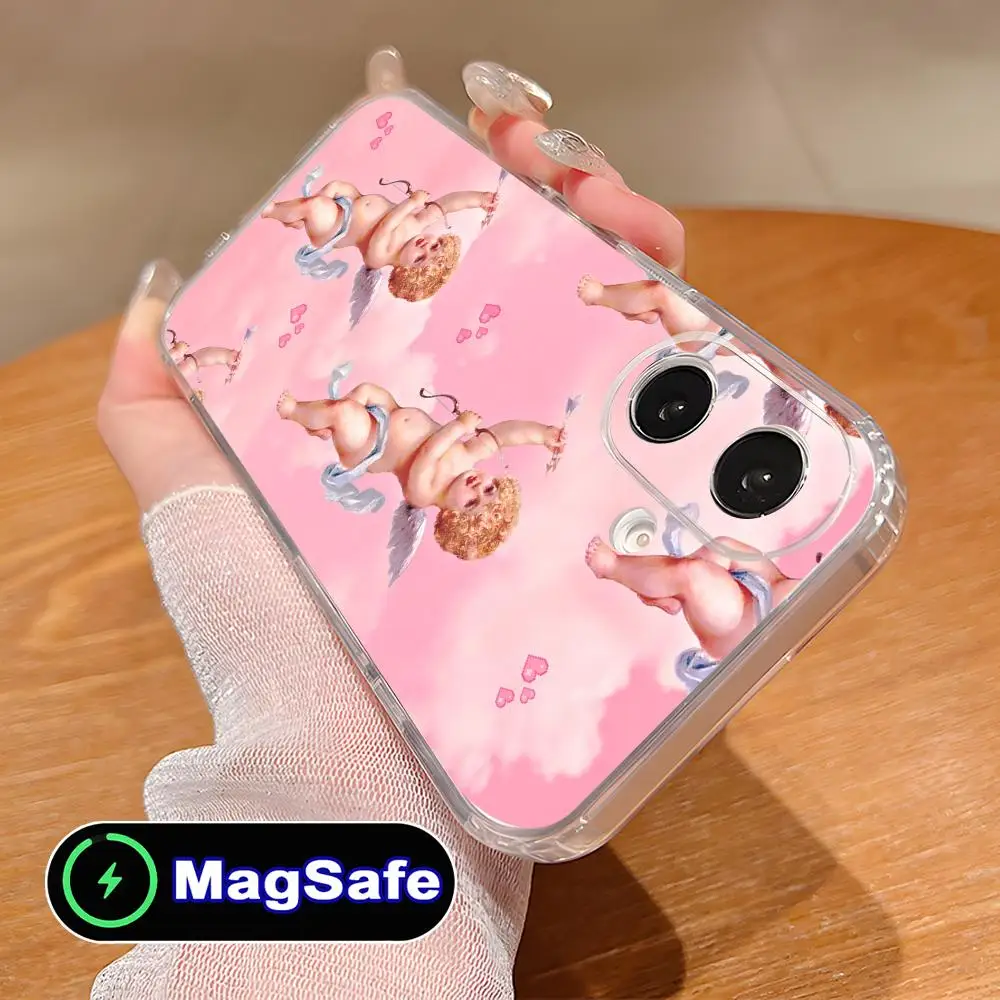 

Чехол для мобильного телефона Angel Baby для iPhone 17 16 15 14 13 12 11 Air Pro Max Plus Mini Magsafe, прозрачный, цветной, красивый