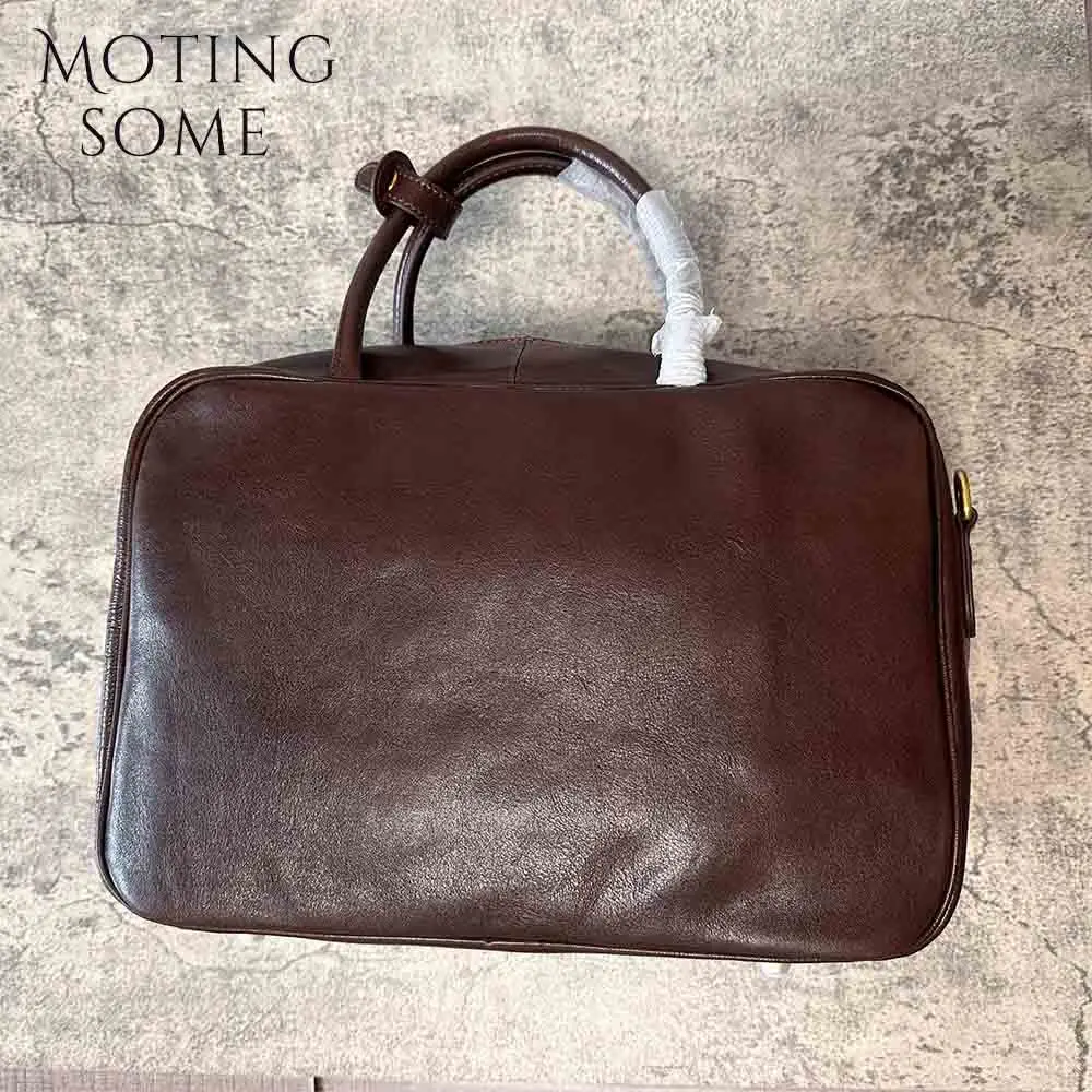 Motingsome Vintage Boston Bag for Women Luxury Designer Bags Top Quality Full Grain Leather Handbag Retro Cowhide Tote 2024 New