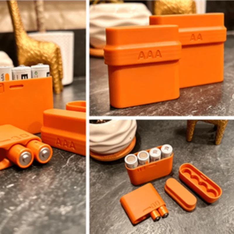 2Pcs Combo 4-Slot AA AAA Battery Storage Box, Sturdy 3D Printed Compact Case for Home Office Travel