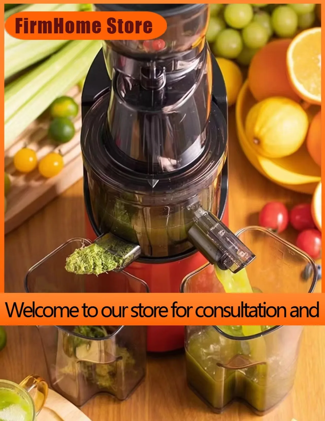 FirmHome StoreAutomatic Stainless Steel Masticating Juicer Home Use Large Caliber Juicer With Juice Residue Separation Pure Juic