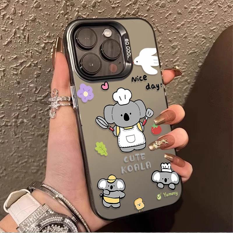 Cartoon Koala Pink Pig Phone Laser Case For Samsung Galaxy A05 A06 A05S A04 A04S A14 A03 A03S A23 A12 A22 A51 A71 4G Matte Cover