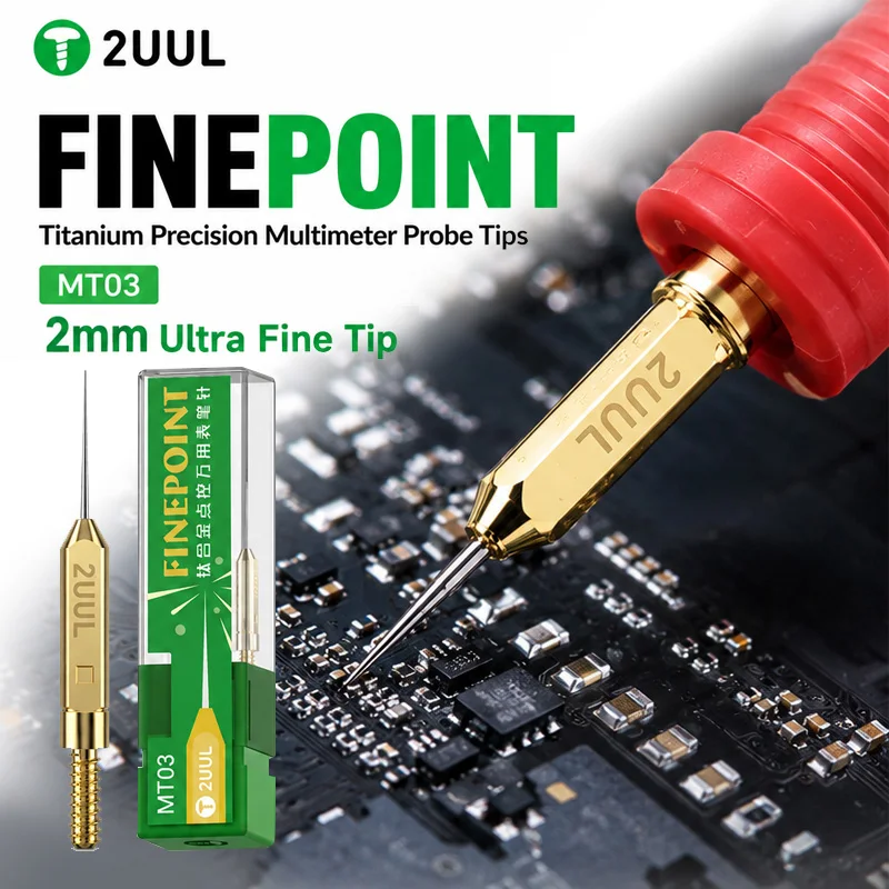 2UUL MT03 Multimeter Probe Tips Titanium Precision Probe Needle 2mm Ultra-Fine Tip For Precise PCB Circuit Testing Repair Tools