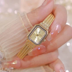 BS-Reloj de pulsera de cuarzo cuadrado para mujer, cronógrafo sencillo de lujo, plateado, de alta calidad, 2024 reloj de dama