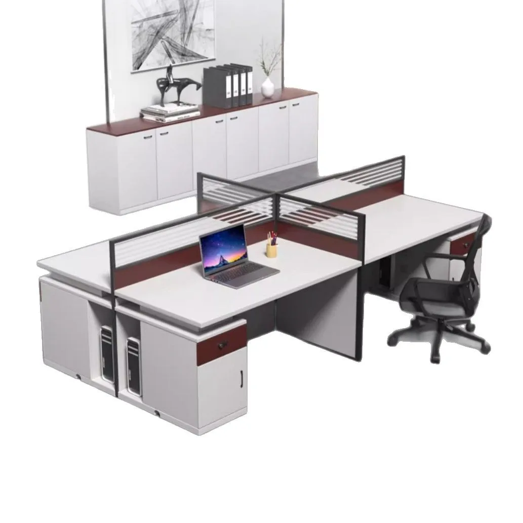 Simple staff with cabinet staff office desk and chair combination 4 people 6 people staff card seat office screen workstation