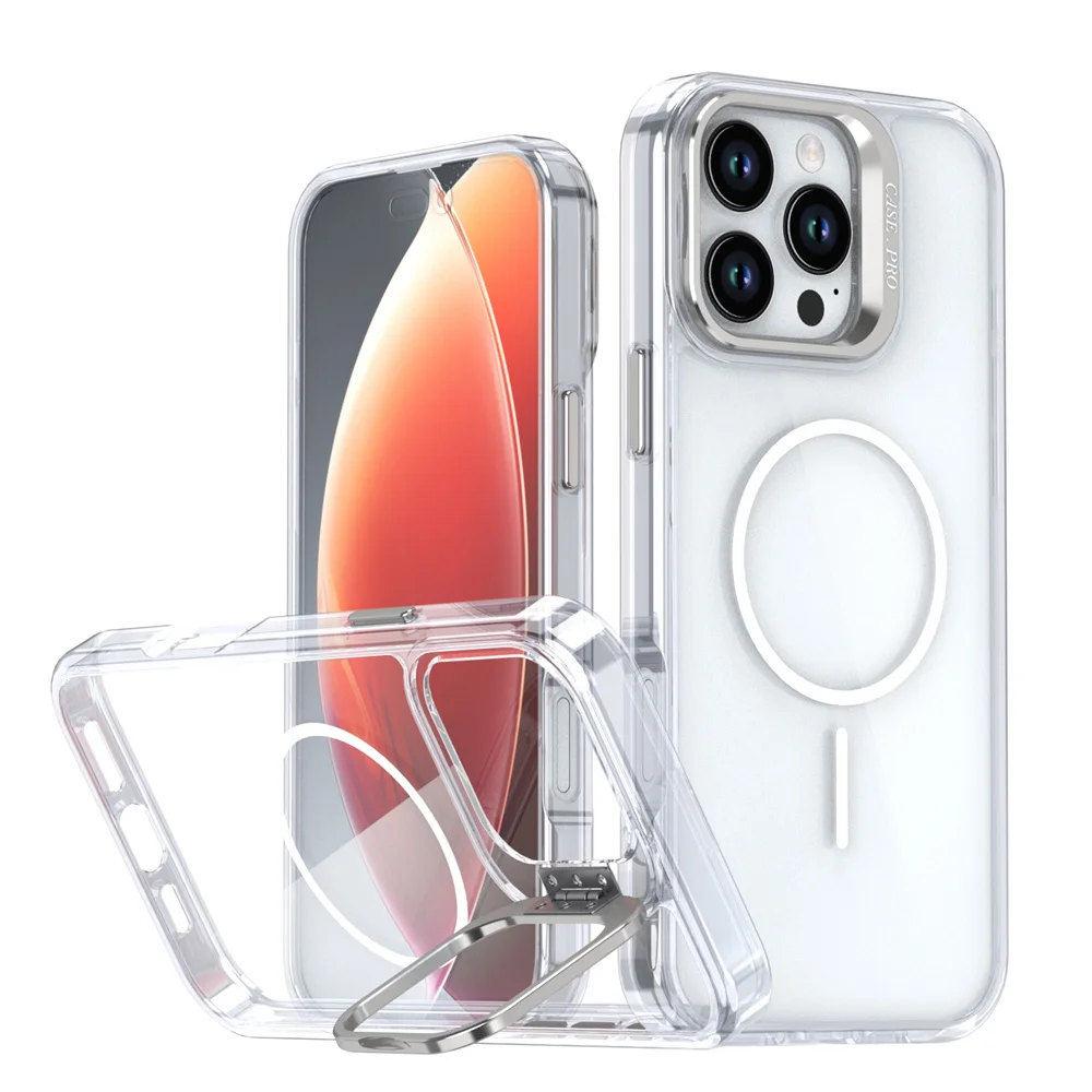Origineel voor Magsafe Onzichtbare Lens Standhouder Telefoonhoesje voor iPhone 14 15 16 17 18 Pro Max Plus 13 12 11 Transparante Acrylhoes