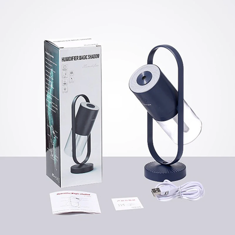 Portable Mini Tabletop Air Humidifier 200ml Oil Diffuser 500mah Led Color Projection Night Light Rechargeable Water Sprayer