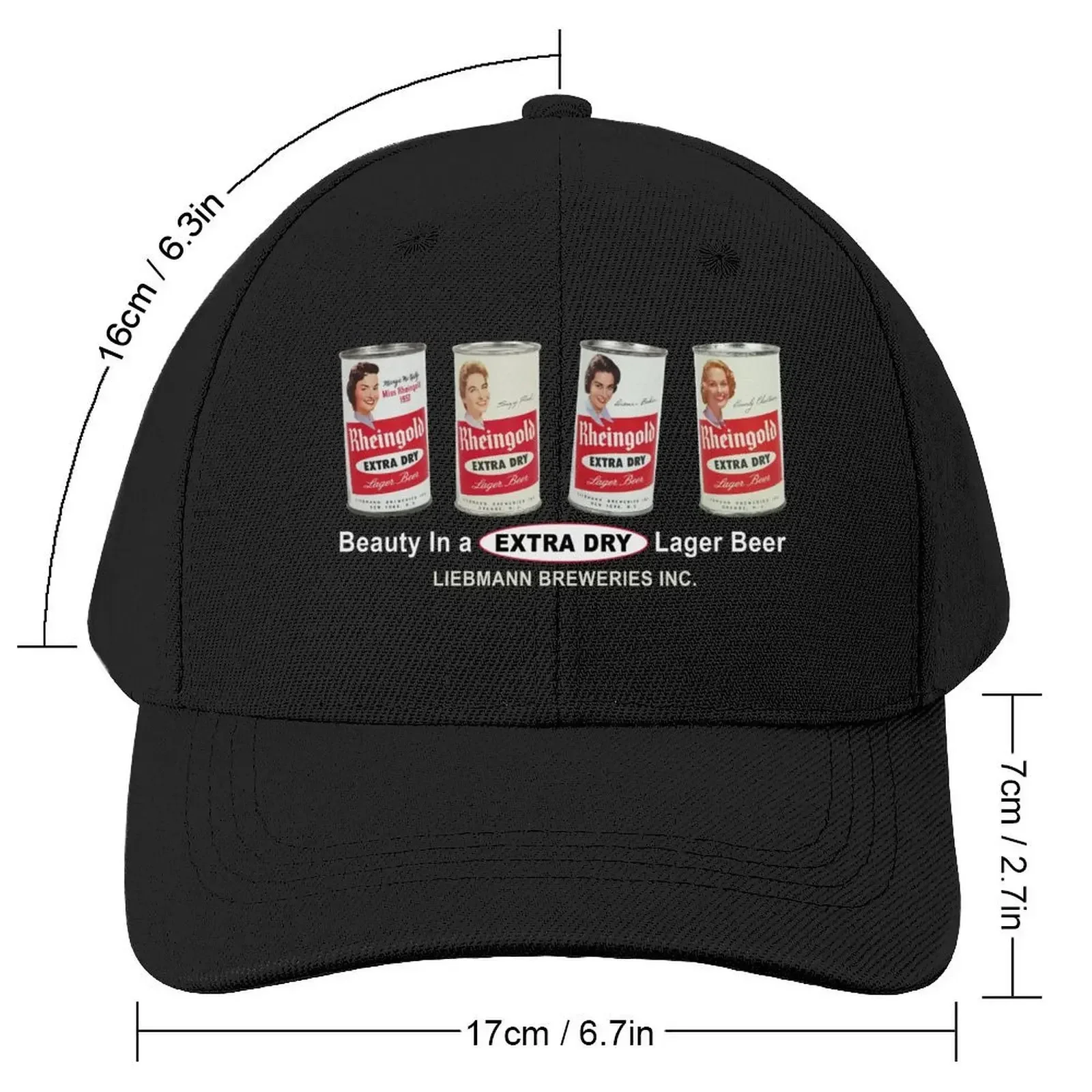 Rheingold Beer Miss Rheingold Cans - Designed for dark items Baseball Cap Hood Hat Man Luxury Boy Women's