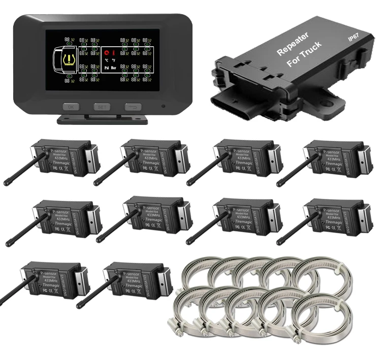 USB Solar Powered Digital TPMS Tyre Temperature 0-14Bar Auto Security Alarm System Universal TruckTire Pressure Gauge