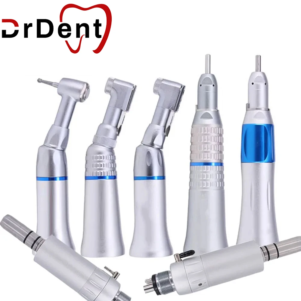 Dental 1:1 Low Speed Contra angulo Handpiece Air Turbine Straight Nose Cone Dentistry Tip Dentist Micromotor Tools Blue Rings