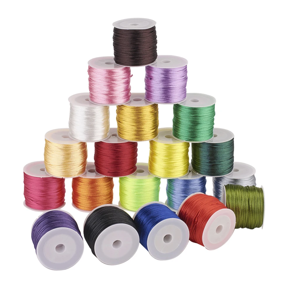 12Roll/Pack Nylon Cords 1mm 1.5mm Chinese Knotting Satin Rattail Cord for Beading Jewelry Making DIY Accessories Supplies