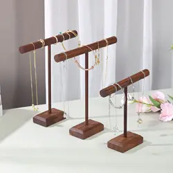 Wooden Jewelry Bracelet Storage Display Chain Watch T-Bar Rack Organizer Hard Stand Holder Jewelry Display Bracelet Display Rack
