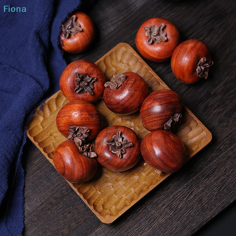 ♤ Ornements en bois de kaki faits à la main - Décoration en bois sculpté réaliste pour la maison/le bureau, cadeau porte-bonheur