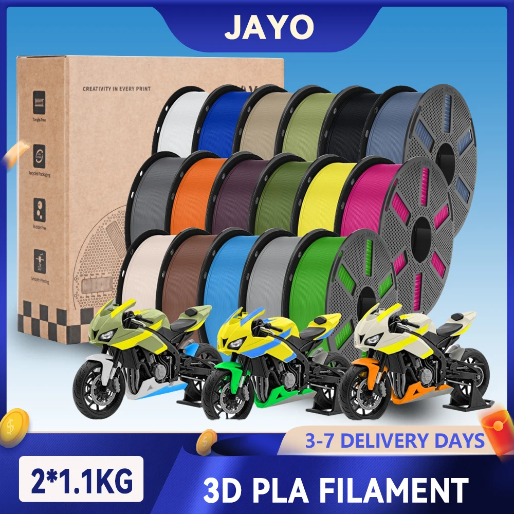 JAYO 2.2KG 3D PLA Printer Filament Mix-colors PLA 1.75mm No Bubble & Non-toxic 3D Printing Materials for 3D Printer & 3D Pen