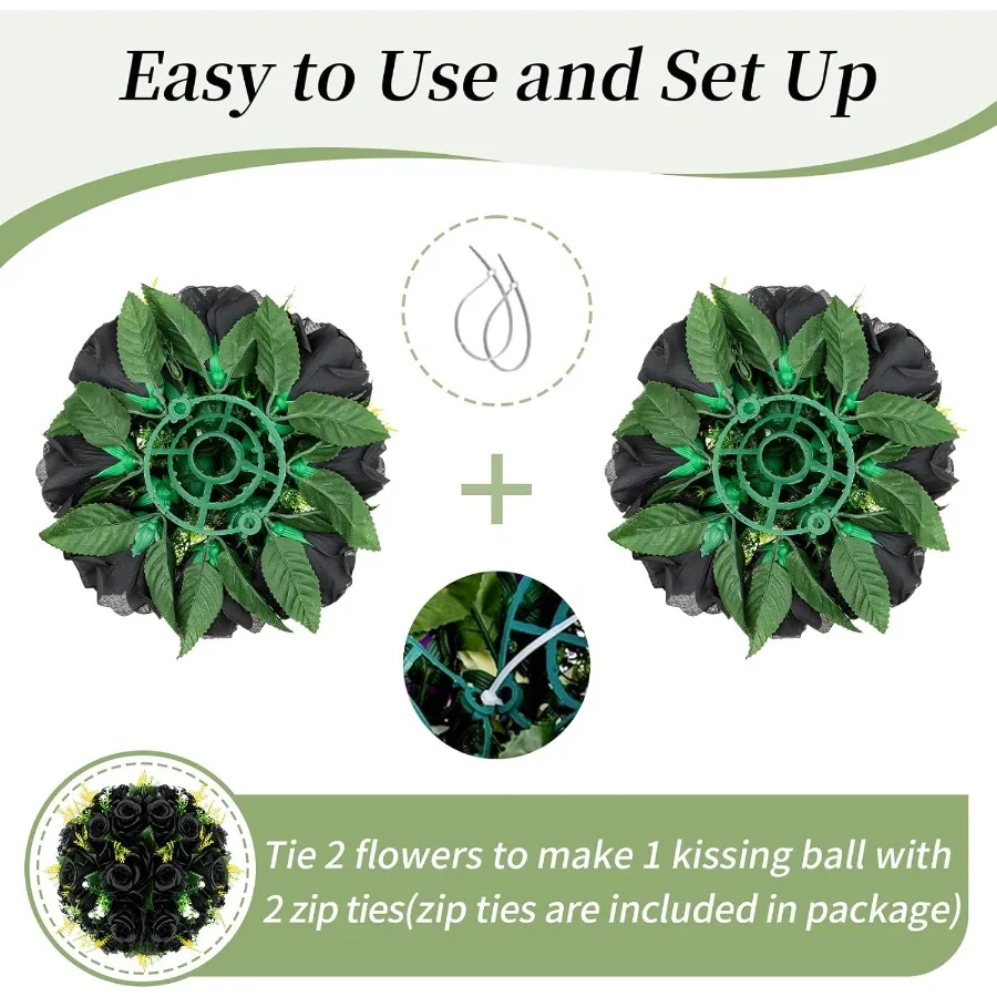 6 قطع من الزهور المزيفة السوداء لحفلات الزفاف والوردية لتزيين طاولة غرفة الحفلات وتنسيقات الزهور الاصطناعية وكرات التقبيل