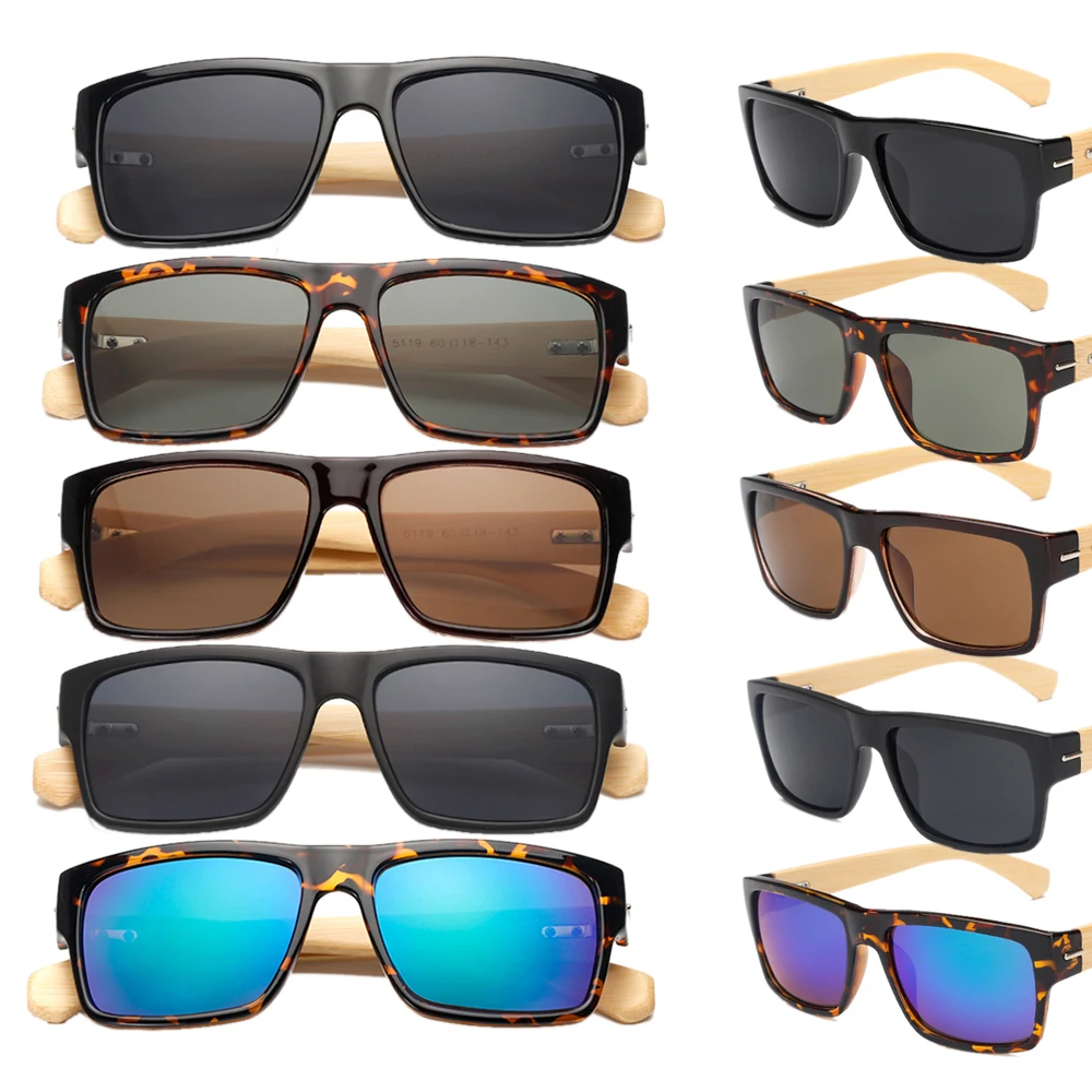 

Fashion Sun Glasses for Men Women Vintage Rectangle Sunglasses Retro Bamboo Wooden Arm Sunglass KP5119