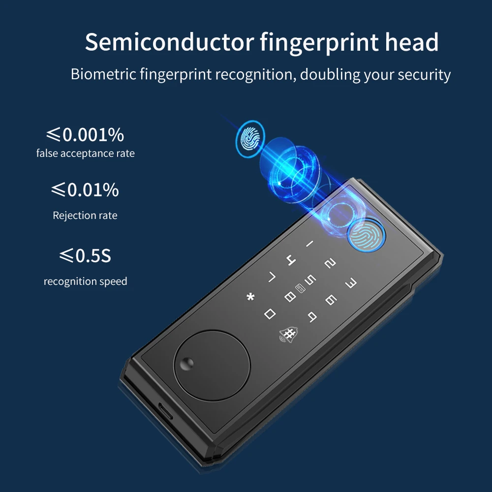 Imagem -02 - Inteligente Fingerprint Deadbolt Door Lock Teclado Eletrônico Tuya App Desbloqueio Móvel e Monitor Entrada Keyless Auto Bloqueio Parafuso Morto