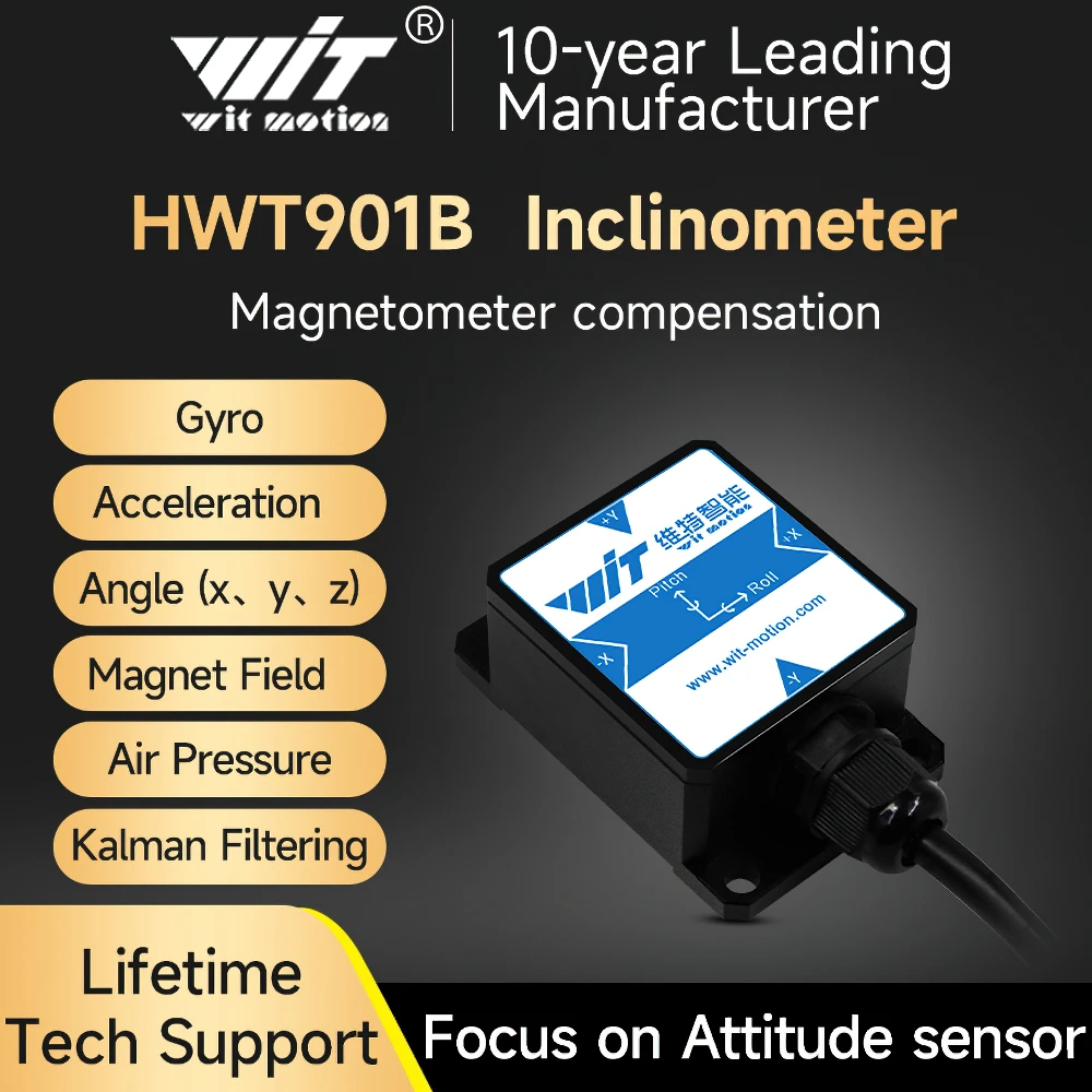 [Accelerometer+Inclinometer] HWT901B-TTL MPU9250 9-axis Gyroscope+Angle(XY0.1°)+Digital Compass+Air Pressure,  with RM3100 Chip