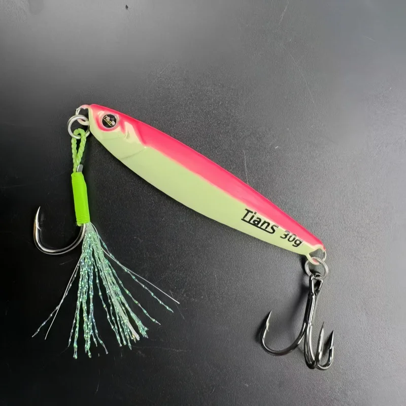 5 Stück Nachtlicht-Metall-Jig, Tiefsee-Angelköder, 25/30/40 g, zum Werfen und Jiggen, künstlicher Köder für Thunfisch, Forelle, Salzwasser und Süßwasser. – Detail 8