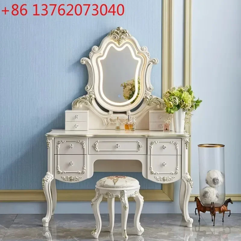 Beige Storage Wood Vanity Table Nordic Make Up Beauty Luxury Organizer Dresser Space Saving Tocador Mueble Home Furniture