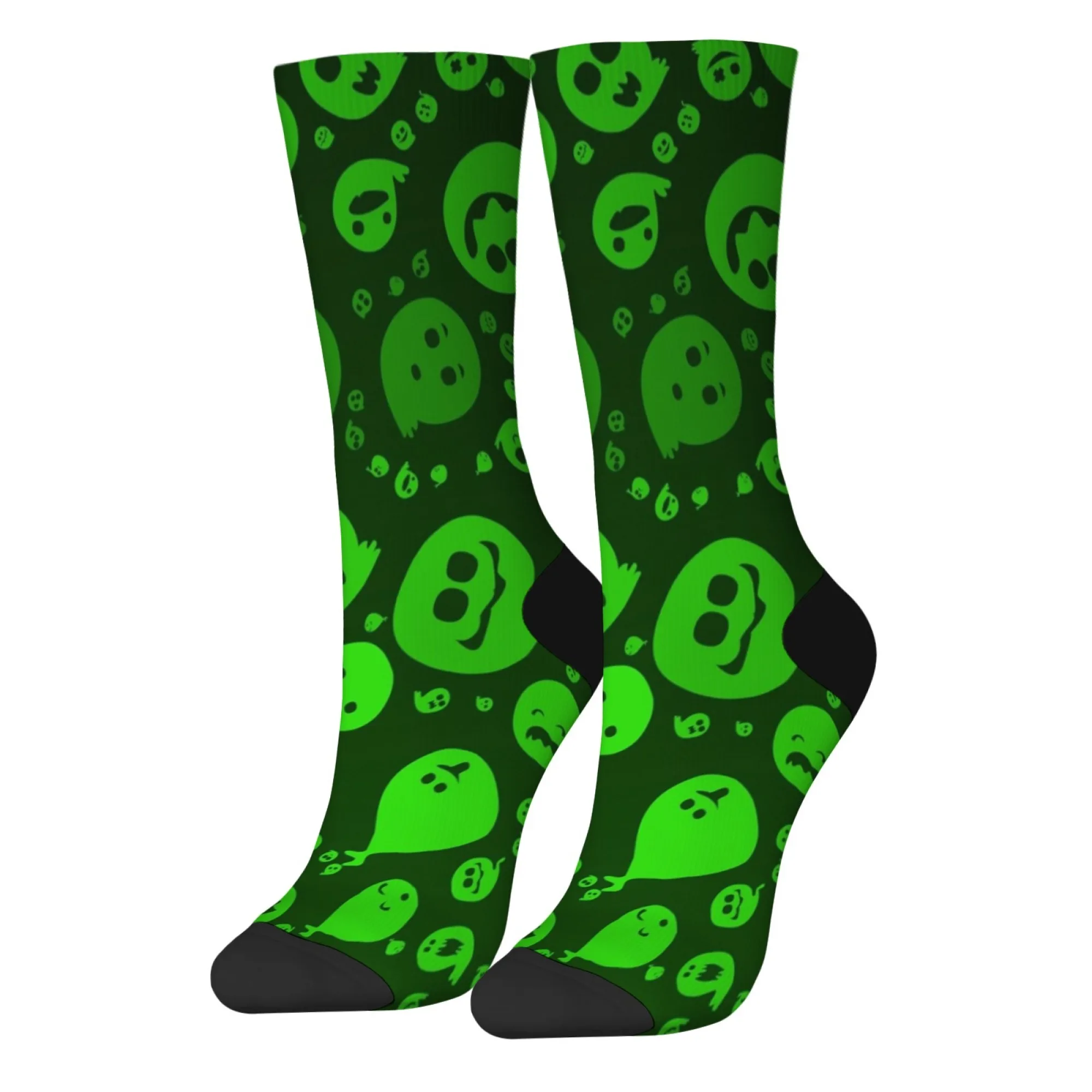 

Зеленые носки с рисунком ужасов и призраков, противоскользящие, дышащие, мягкие, удобные, идеально подходят для сумасшедших ночных видов спорта, повседневная одежда