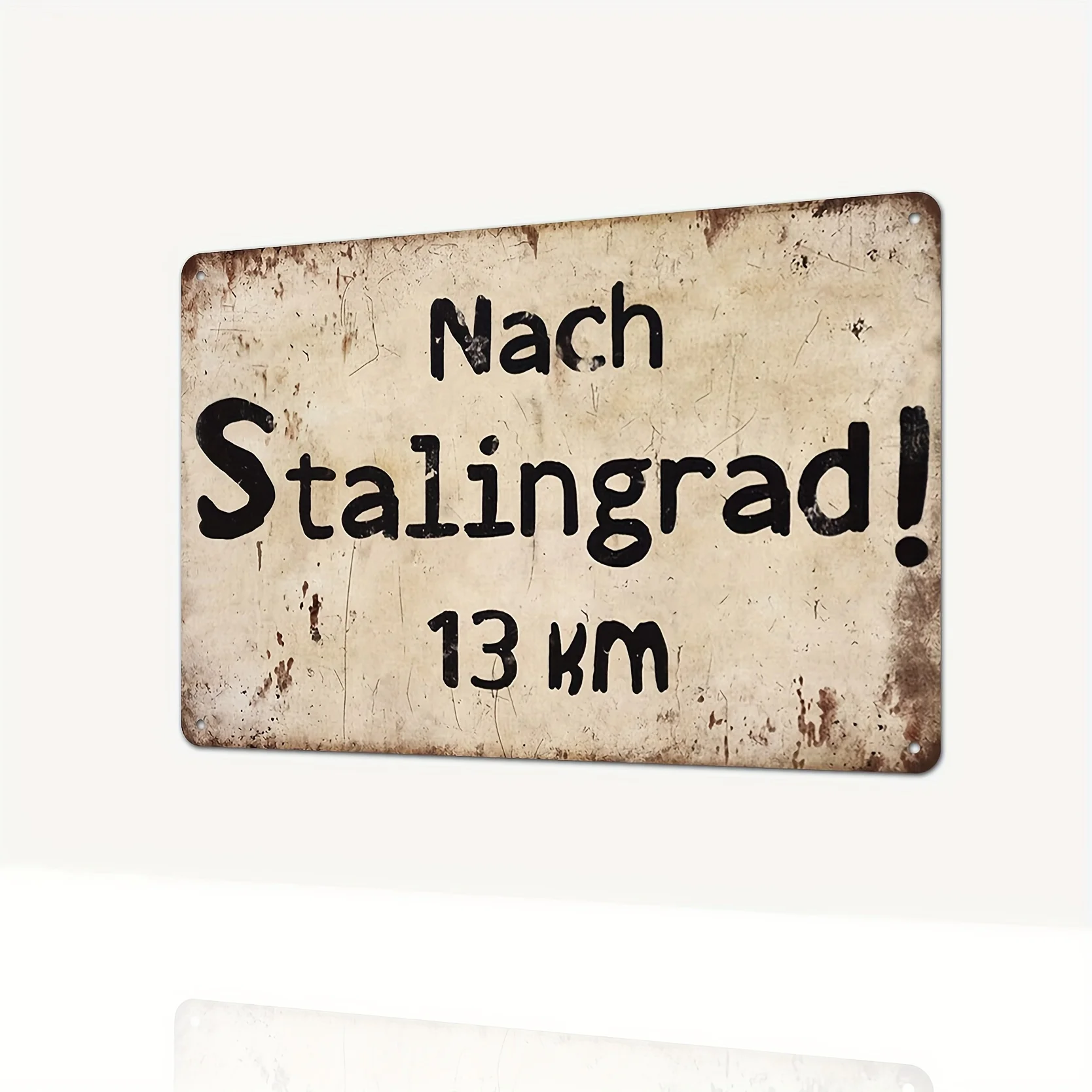 Letrero metálico militar vintage "¡NACH STALINGRAD!" - Decoración de pared rústica de 12.0 x 8.0 in para el hogar, la oficina, la cueva del hombre, la garaje