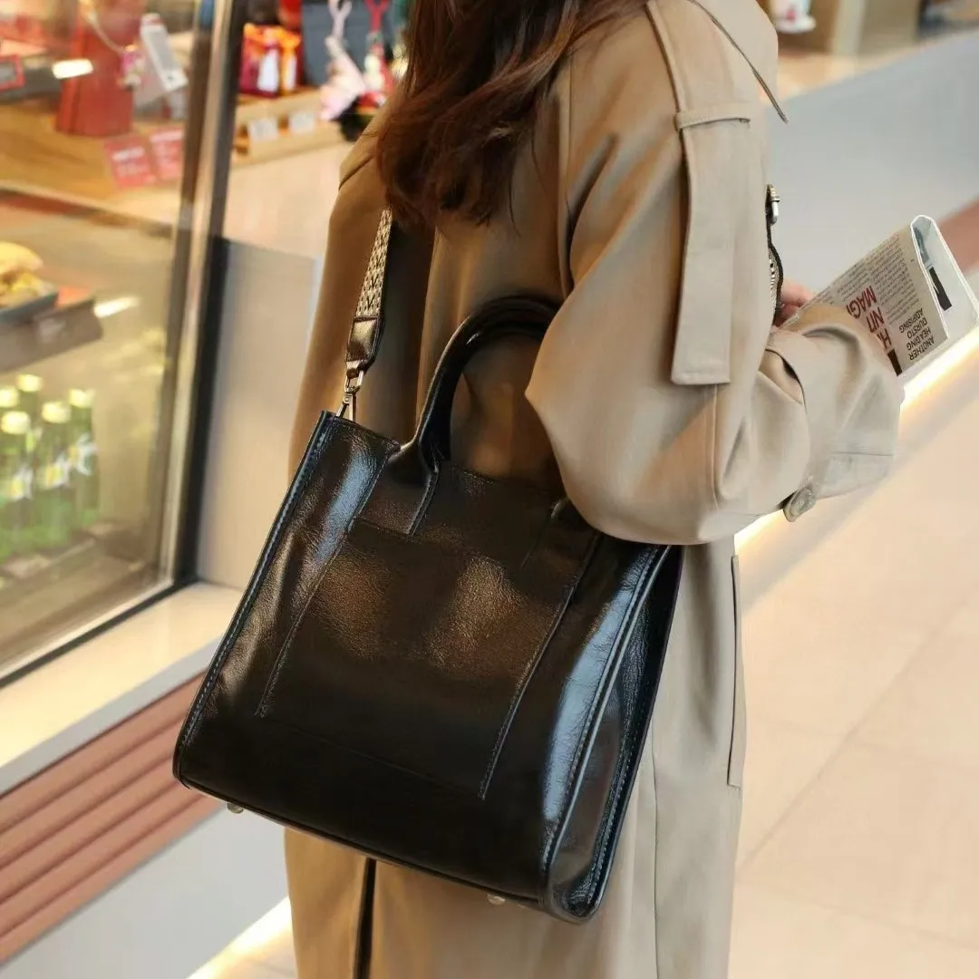 

Женская большая сумка из натуральной кожи, верхний слой из воловьей кожи, большая сумка через плечо из растительного дубления, сумка через плечо на одно плечо