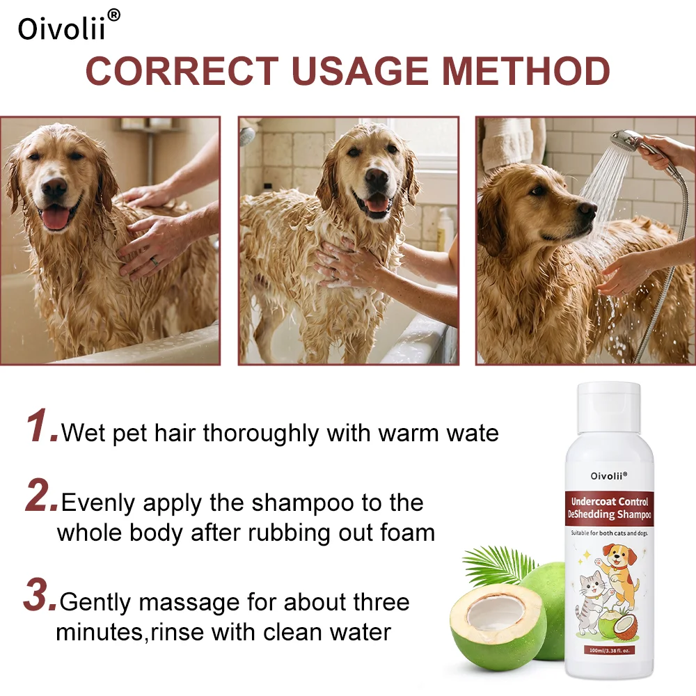 Deshedding Shampoo for Dogs Cats Undercoat Control Reduce Shedding Coconut Argan Oil Keratin Strengthens Coat Panthenol Hydrates view 4