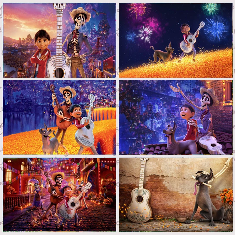 ستارة خلفية من Coco للكرنفال المكسيكي لحفلات أعياد ميلاد الأطفال خلفية صور مخصصة ستارة خلفية للزينة