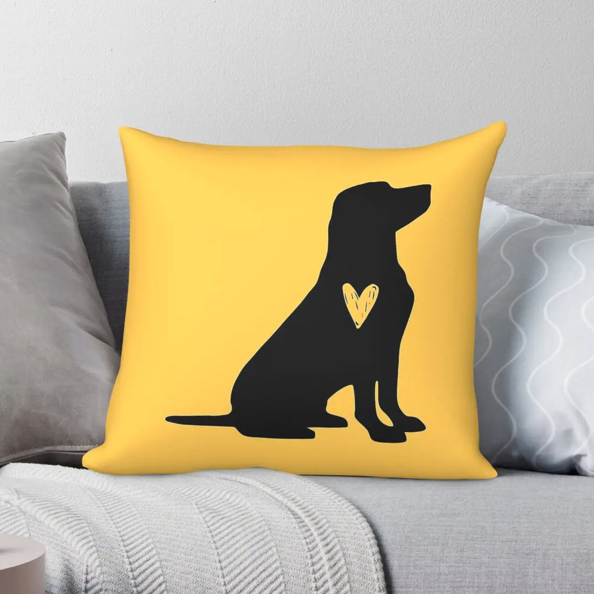 Labrador Retriever Heart Square Pillowcase Polyester Linen Velvet Pattern Zip Decor Room Cushion Cover 18