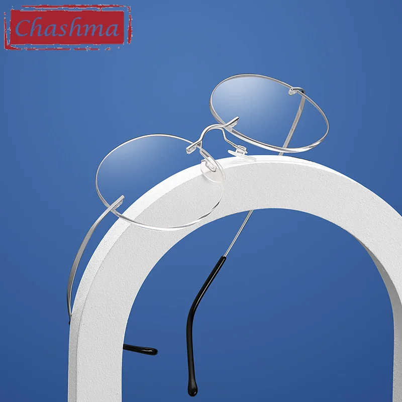 2 g Men Round Prescription Eyeglasses Graduation Lenses Light Optical Frames Rimless Titanium Glass for Women