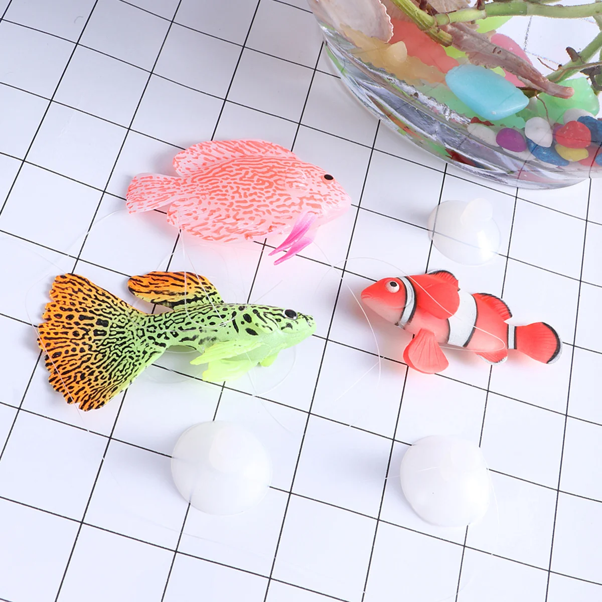 

3Pcs Artificial Silicone Fish Ornament Night Light for Aquarium Realistic Fish Tank Decoration Weighted with Detail Painting