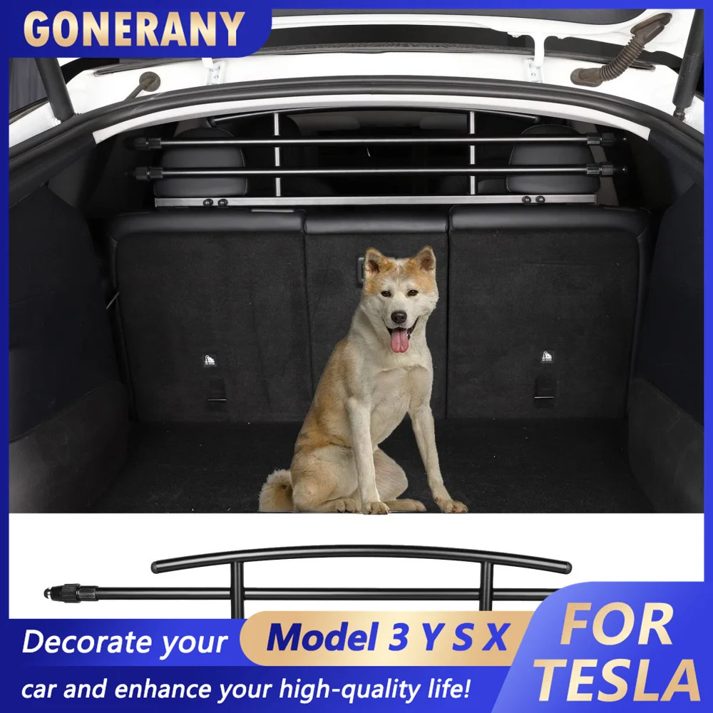 

For Tesla Model Y Dog Barrier Adjustable Large Pet Protective Barrier Anti-bite Heavy-Duty Metal Stainless Steel for Dog Travel