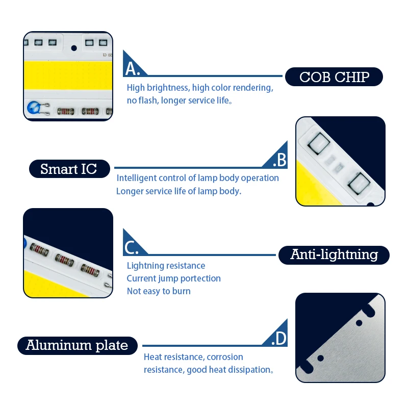 10 개/묶음 LED 칩 220V 110V 10W 20W 30W LED 칩 50W 100W 스마트 IC LED 비즈 DIY LED 투광 조명 스포트라이트 차가운 따뜻한 화이트