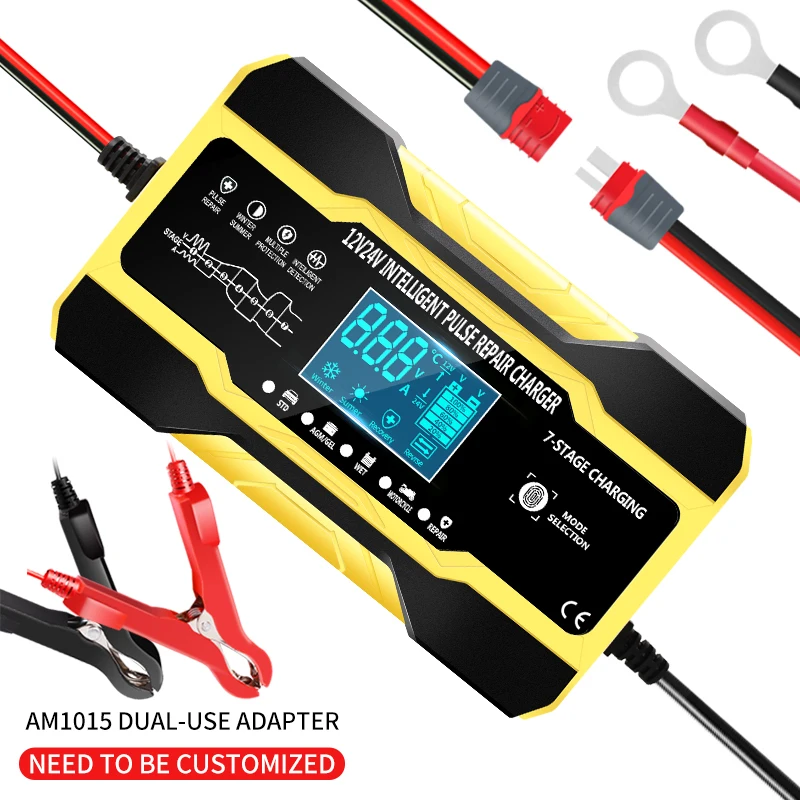 12V 10A/24V 5A Car Battery Fast Charger Multifunction New Full Automatic Intelligent Pulse Repair Replenisher With LCD Screen