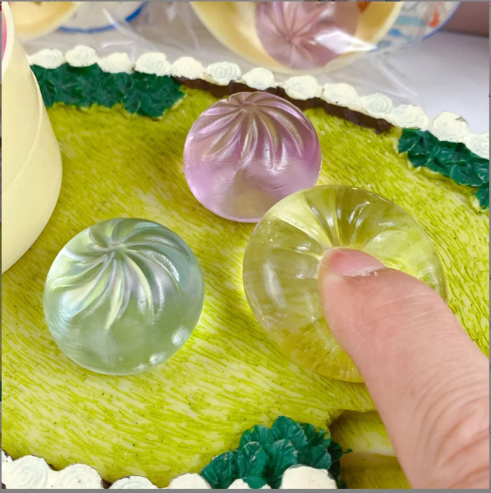 1 set of 5pcs sparkling shark dumplings, soft and slow elastic, toy gift crystal bag with steamer view 5