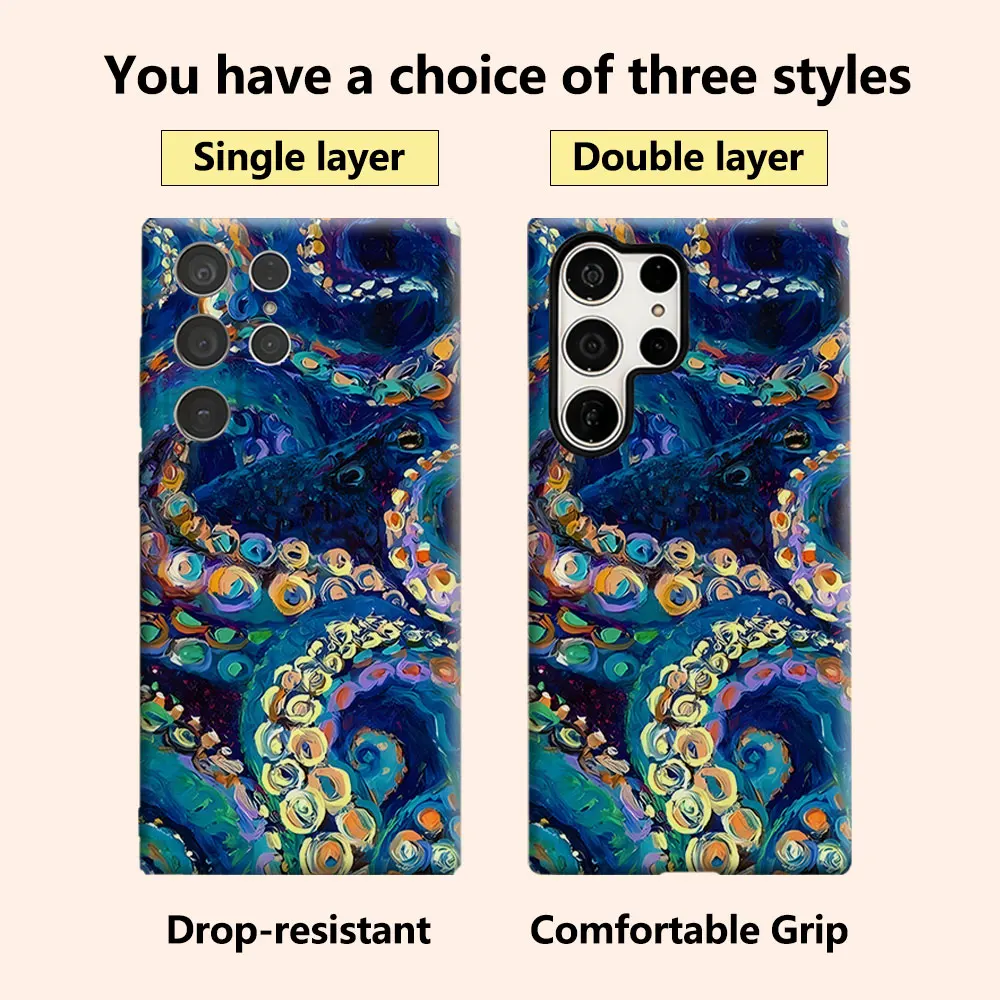 Octopus Swirl Phone Case for Samsung Galaxy S26 S25 Ultra S24 S23 Ultra Plus Shockproof Double layer tough Back Cover