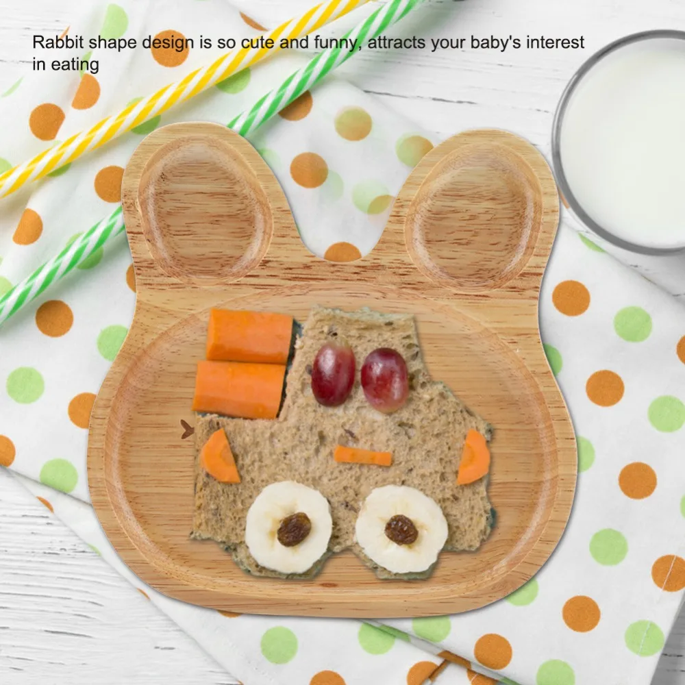 Wood Wooden Tray Lovely Cartoon Surrounding Anti-spill Edge Serving Plate Thickened Tray Bottom Smooth Burr-free