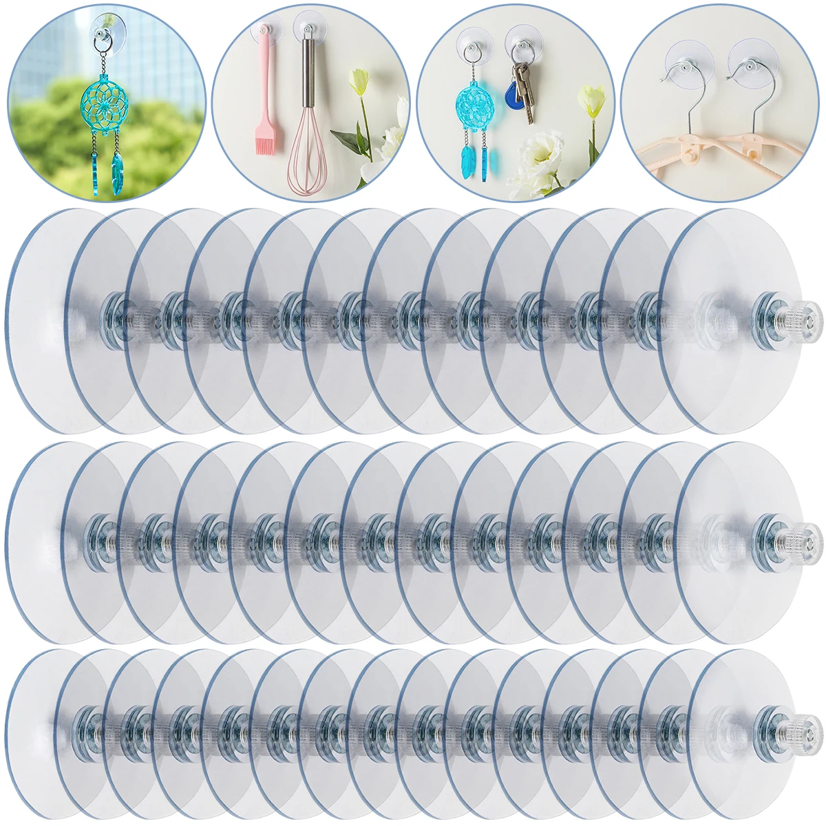 5-20Pcs Plastic Sucker Suction Cups Round Strong Transparent Suction Pads with Screw for Bathroom Wall Window Car Shade Cloth