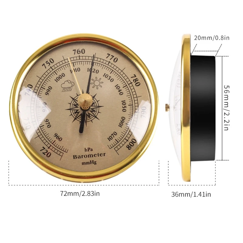 Aluminum Alloy Barometer Thermometer Hygrometer Gauge Tester Temperature Humidity Meter Precision Mechanical Home Office